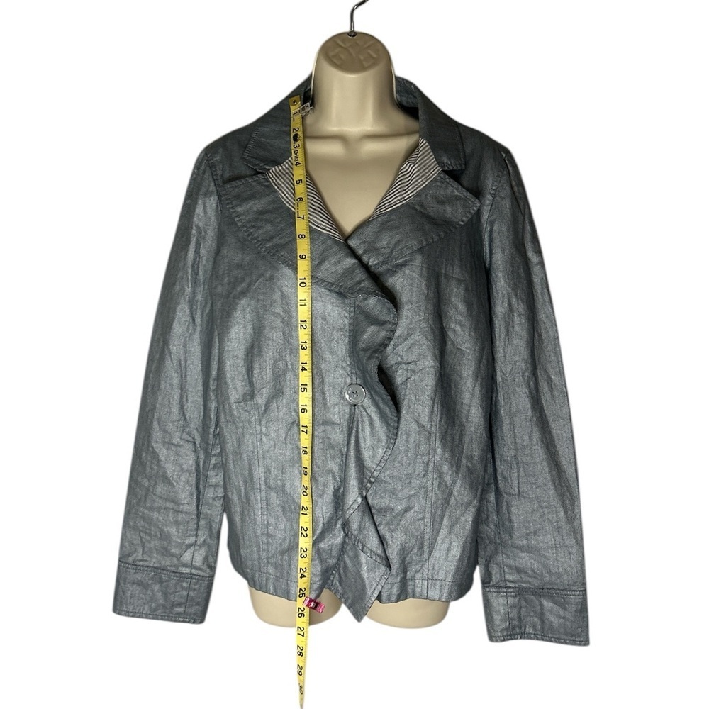 ARMANI COLLEZIONI Ruffle Front dusty blue 
 Modern Fit Blazer Jacket siz… - Picture 10 of 10